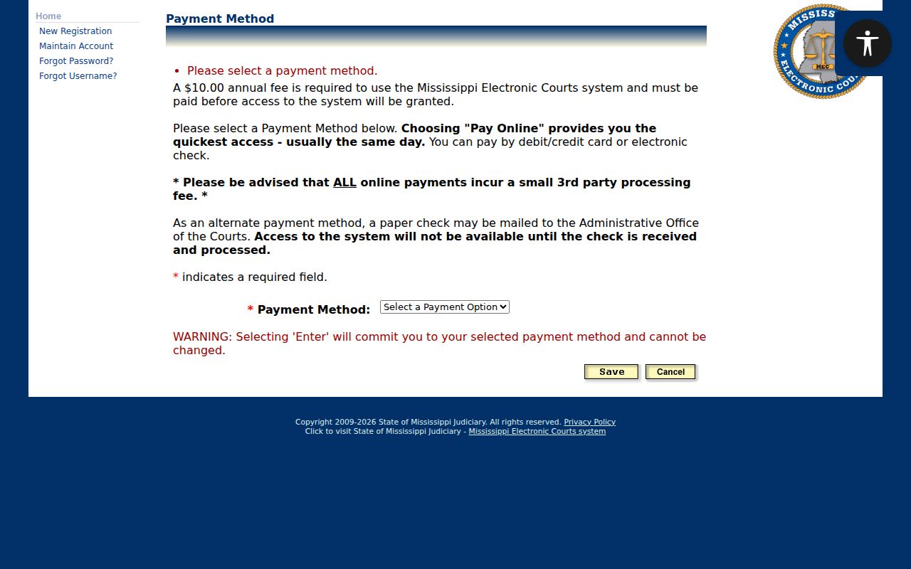 Attala County case search PAMEC payment options