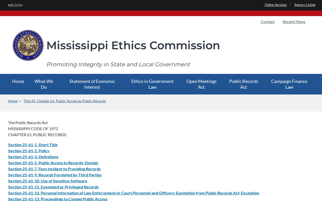 Attala County criminal docket Mississippi Public Records Act information