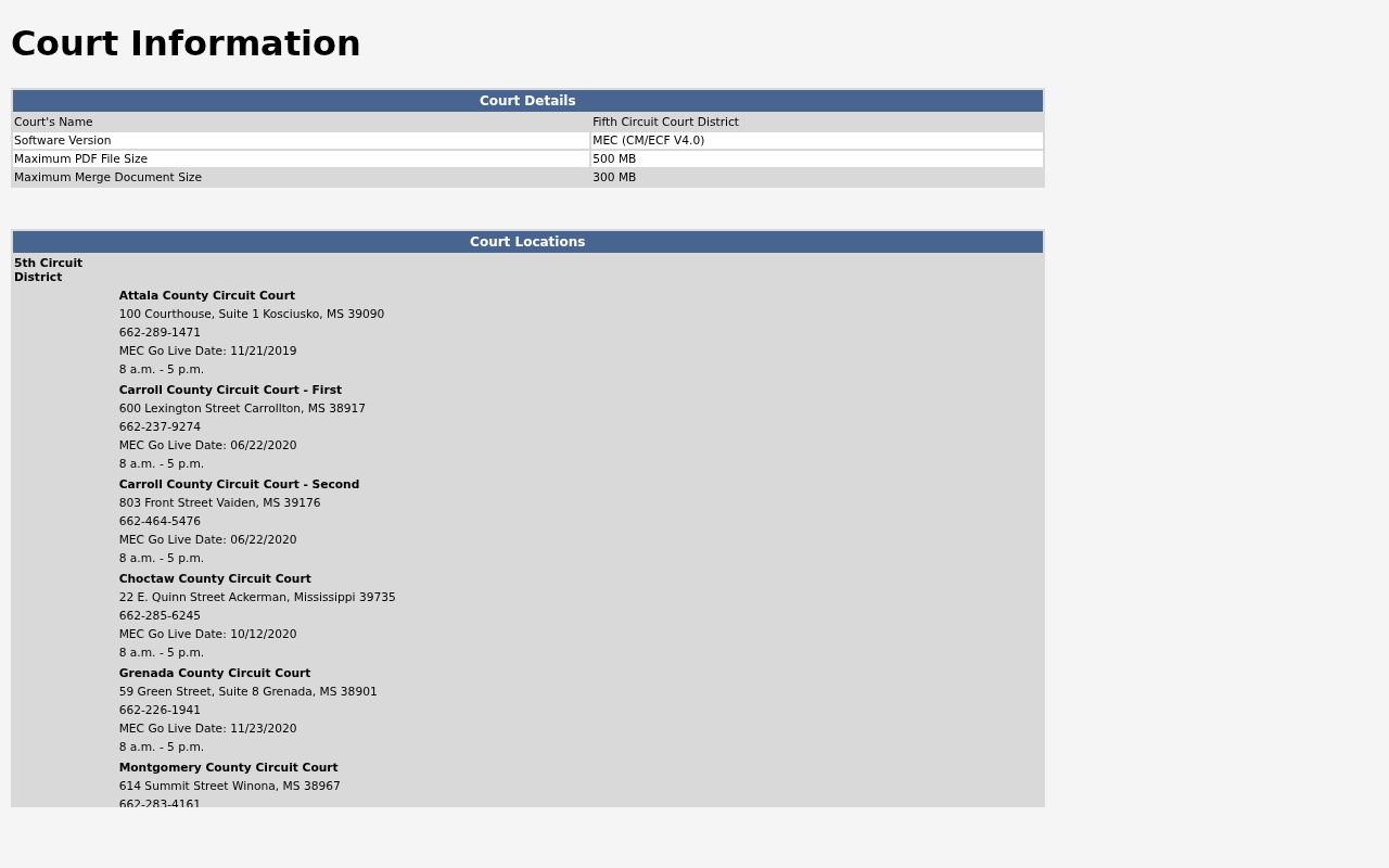 Attala County court docket Fifth Circuit MEC information
